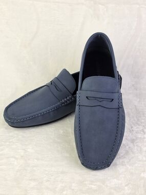Bruno Marc Mens Slip On Penny Loafer Driving Shoes Navy Blue Suede Size 11